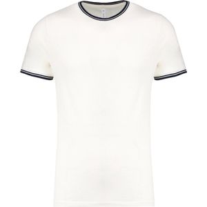 T-shirt Heren M Kariban Ronde hals Korte mouw Off White / Navy 100% Katoen