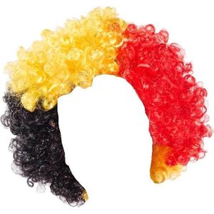 België Tricolore Belgium Wk Supporterspruik Zwart/geel/rood