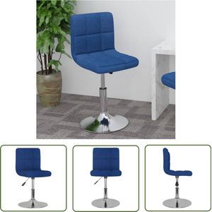 vidaXL Barkruk Draaibaar Stof Blauw - Verstelbaar Barstoel - Draaibare Stoel - Blauwe Stoel - Lounge Stoel - Keukenstoelen