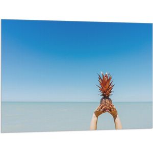 WallClassics - Vlag - Ananas boven de Zee - 100x75 cm Foto op Polyester Vlag