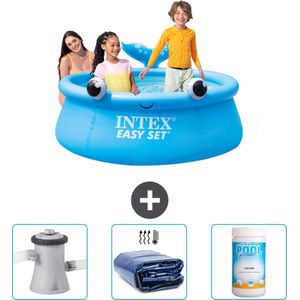 Intex Rond Opblaasbaar Easy Set Zwembad - 183 x 51 cm - Blauw - Walvis - Inclusief Zwembadfilterpomp - Solarzeil - Chloor