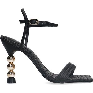 Sacha - Dames - Zwarte sandalen met goudkleurige hak - Maat 38