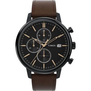 Timex Chicago Chrono TW2W13200 Horloge - Leer - Bruin - Ø 45 mm