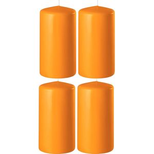 4x Oranje cilinderkaarsen/stompkaarsen 6 x 10 cm 36 branduren - Geurloze kaarsen oranje - Woondecoraties