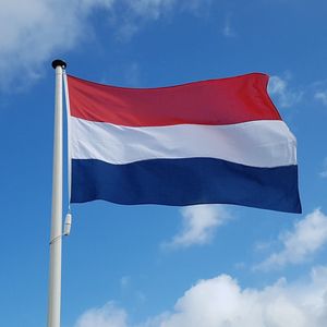 NR 110+52: Vlag Nederland 120x180cm marineblauw (Nederlandse vlag) + oranje wimpel 205 cm (Actieset marineblauw geschikt voor een 5 meter vlaggenmast)