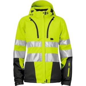 ProJob 6424 GEVOERDE SIGNALISATIE SOFTSHELL EN ISO 20471 KLASSE 3 DAMES 646424 - Geel/Zwart - S