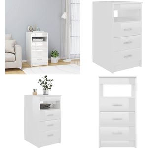 vidaXL Ladekast 40x50x76 cm bewerkt hout hoogglans wit - Ladekast - Ladekasten - Opbergkast - Opbergkasten