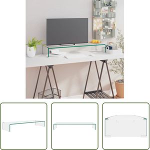 The Living Store TV-meubel - Glazen constructie - Verhoger - Gehard glas - Transparant - 90 x 30 x 13 cm - 12 mm dik