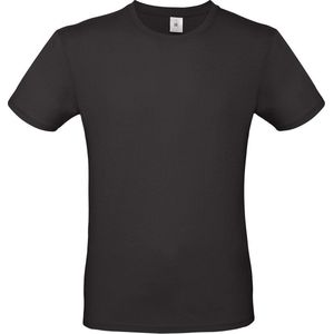 Set van 3x stuks zwart basic t-shirt met ronde hals voor heren - katoen - 145 grams - zwarte shirts / kleding, maat: S (48)
