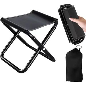 Draagbaar Opvouwbaar Krukje - Lichtgewicht Outdoor Voetenbankje - Zwart - 30CM
