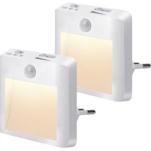 2X LED Nachtlampje Stopcontact - Nachtlampje Babykamer - Nacht Lamp - Dag en Nacht Sensor - Kinderen & Baby - Wit