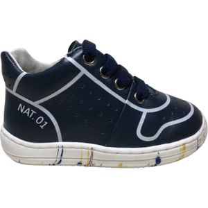 Naturino Mt 19 veter lederen sneakers Snuggly Navy wit