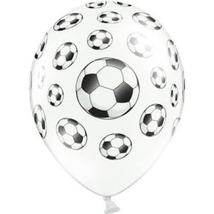 Ballonnen 30cm, Footballs, Pastel Pure wit (1 zakje met 6 stuks)