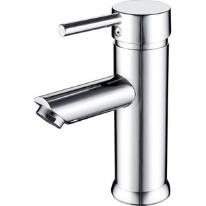 Badkamermengkraan, ééngreepsmengkraan voor badkamer, moderne wastafelmengkraan met geluidsarme keramische ventielkern, chroom