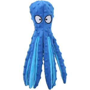 Honden Speelgoed Piep Kraak Pluche Hondenknuffel Octopus - Blauw - Dutchwide