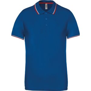 Heren Polo 'Pique' Kariban Collectie maat 3XL Kobaltblauw/Rood/Wit