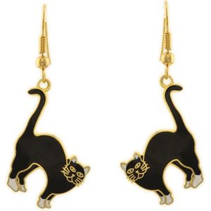 Behave Oorhangers kat oorbel poes hanger zwart