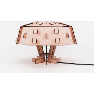 DEX tafellamp - WOMP - de houten lamp - tafellamp - lasergesneden - bouwpakket - multiplex - hout - e27 - sfeerlicht