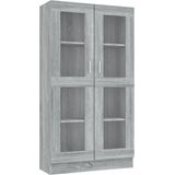 vidaXL Vitrinekast - 82,5x30,5x150 cm - Sonoma eiken Vitrinekast - Boekenkast - Grijze Vitrinekast - Houten Vitrinekast - Vintage Vitrinekast