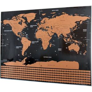Scratch map deluxe - kras wereldkaart XL met vlaggen - zwart-geel