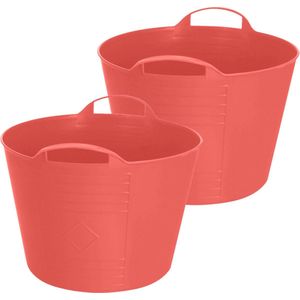 Excellent Houseware Flexibele emmer - 2x - rood - 15 liter - kunststof - 35 x 29 cm