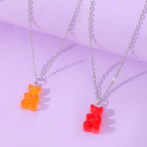 BFF Ketting voor 2 met Oranje & Rode Gummy Bear - Zilverkleurig Koord - Vriendschapsketting Cadeau voor Twee - Pax Amare