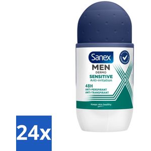 Sanex Men - Deodorant - Roller - Dermo Sensitive - Voor de Gevoelige Huid - 50 ml - Voordeelverpakking - 24 stuks