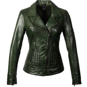 Biker leren lams jas groen rano - 38