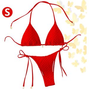 Livano Bikini Dames - Meisjes Bikini - Badpak - Push Up - Vrouwen Badkleding - Zwemmen - Sexy Set - Top & Broekje - Rood - Maat S