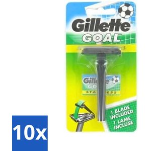 Gillette - Goal - Scheerset - Stainless Steel - Duurzaam en scherp - 1 Scheermesje - Bulkverpakking - 10 stuks