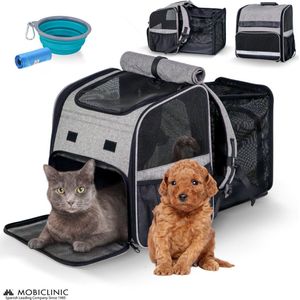 Mobiclinic Tula - Draagtas voor huisdieren - Ventilatienetten - Uitschuifbaar - Inklapbaar - Transparante Katten Reismand - Rugtas voor huisdieren - Hond Rugzak - Dieren Draagtas - Hondenrugzak