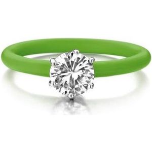 Colori 4 RNG00022 Siliconen Ring met Steen - Zirkonia 6 mm - One-Size - Licht Groen