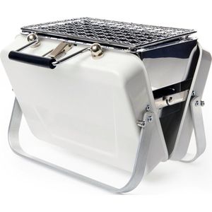 Kikkerland Draagbare Mini BBQ koffer - Gemakkelijk en veilig mee te nemen - Wit - Cadeautip