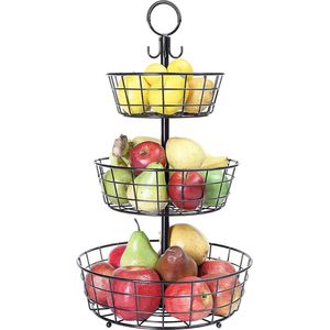 Fruitmand – Etagere 3 laags – Fruitschaal – Fruitmand Zwart – Fruit Opbergmand – Aanrecht Organiser – zwart