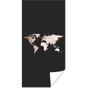 Wereldkaarten - Wereldkaart - Leer - Zwart - 80x160 cm
