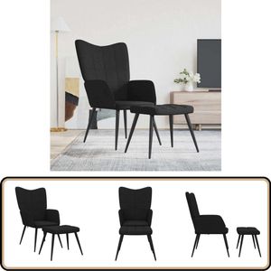 vidaXL Relaxstoel met voetenbank - Stof - Zwart Relaxstoel - Fauteuils - Lounge Stoel - Eetkamerstoel - Woonkamer Meubilair