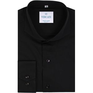 Vercate - Strijkvrij Overhemd - Zwart - Regular Fit - Bamboe Katoen - Lange Mouw - Heren - Maat 40/M