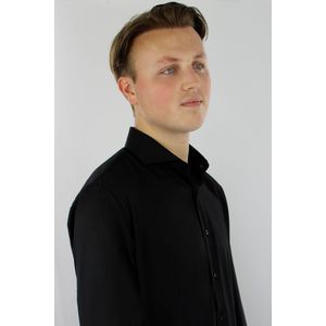 Vercate - Strijkvrij Kreukvrij Overhemd - Zwart - Regular Fit - Bamboe Katoen - Lange Mouw - Heren - Maat 44/XL