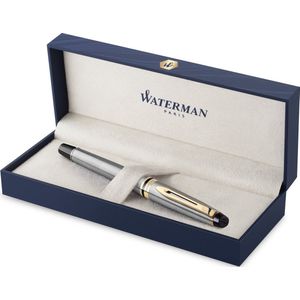 Waterman Expert vulpen | roestvrij staal met 23-karaats gouden trim | Fijne punt | geschenkverpakking