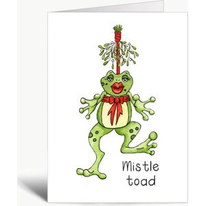 Mistletoad - Grappige kerstkaart met envelop - Christmas - Kerst - Woordgrapje - Woordspeling - Engels - humor