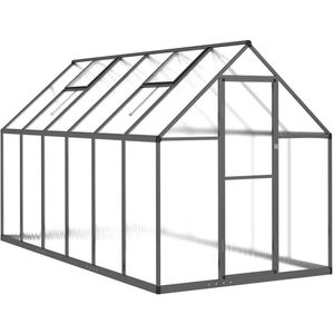 vidaXL Broeikas - Broeikassen - Kas - Kweekkas - Tuinkas met basisframe 334x169x195 cm aluminium antracietkleur