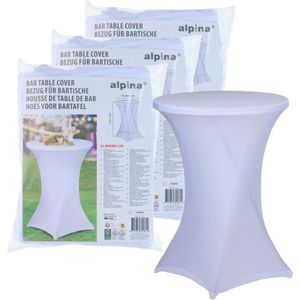 Alpina nette afdekhoes voor een statafel - 3x - wit - spandex elastiek - D90 x 115 cm - tafelhoes