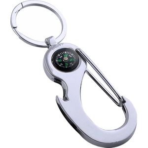 Fako Bijoux® - Sleutelhanger Flesopener Haak - Kompas - Zilverkleurig