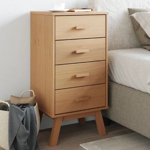 The Living Store Nachtkastje OLDEN massief grenenhout bruin - Nachtkastje - Scandinavisch Design - Grenenhout - Vintage Kast - Bedroom Furniture