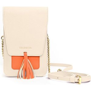 Telefoontasje Dames Crossbody - Selencia Telefoontasje Elegance Tassle - Universeel Schoudertasje telefoon - Beige