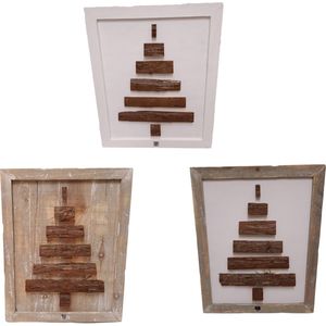 Houten kerstboom set van 3 kleuren 59cm -staand of hangende houten kertsboom
