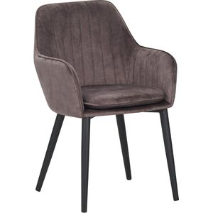 Colenis® - Melly Eetkamerstoel - Set Van 2 - Bruin - Fluweel - Velvet - Met armleuning