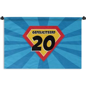 Wandkleed - Wanddoek - Verjaardag cadeau - 20 jaar - Superheldencape - 150x100 cm - Wandtapijt