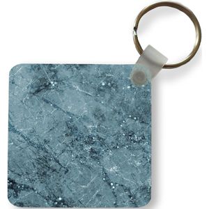 Sleutelhanger - Uitdeelcadeautjes - Marmer - Blauw - Glitters - Plastic