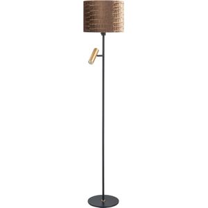Moderne Trend vloerlamp met kap | 2 lichts | zwart/goud | metaal | GU10 | Ø 35 cm | zwenk- en kantelbaar | hal / slaapkamer | modern design